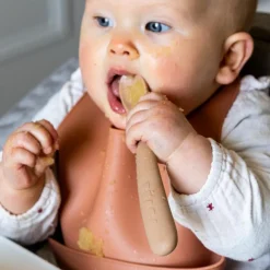 Béaba Lot de 2 cuillères silicone 1er âge avec boîte de transport Duo argile