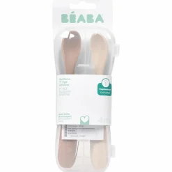 Béaba Lot de 2 cuillères silicone 1er âge avec boîte de transport Duo argile