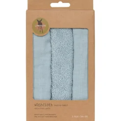 Lot de 3 débarbouillettes bleu poudré Lingette Lavable / Débarbouillette