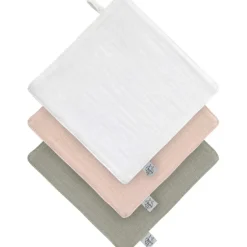 Lässig Lot de 3 débarbouillettes blanc cassé-rose poudré-olive