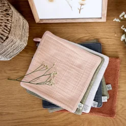 Lässig Lot de 3 débarbouillettes blanc cassé-rose poudré-olive