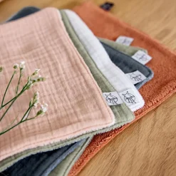 Lässig Lot de 3 débarbouillettes blanc cassé-rose poudré-olive