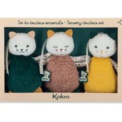 Kaloo Lot de 3 doudous chats sensoriels Stimuli