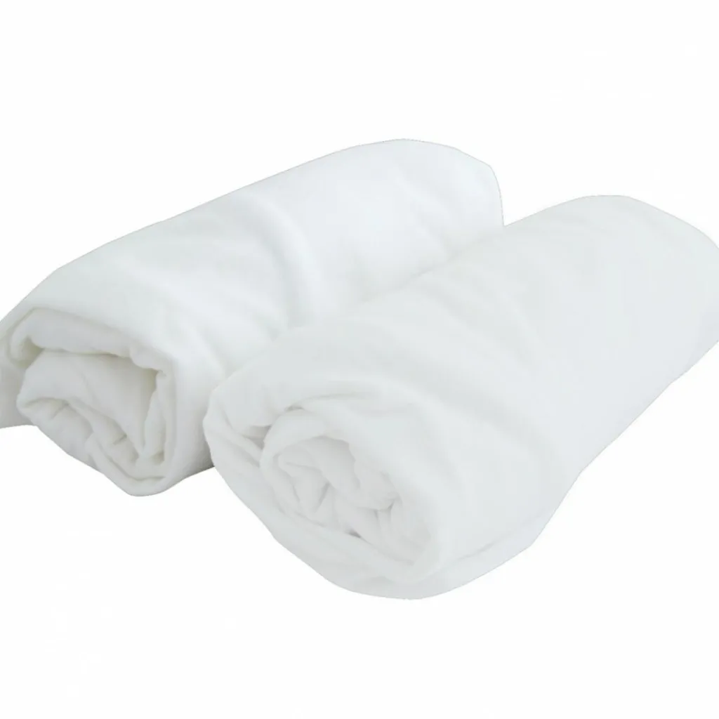 Domiva Lot de 2 draps housses coton blancs (70 x 140 cm)