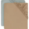 Jollein Lot de 2 draps housses en jersey Sea Green-Biscuit (60 x 120 cm)