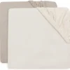 Jollein Lot de 2 draps housses en jersey Oatmeal-Sand (40 x 80 cm)