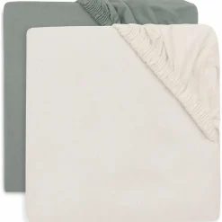 Best Lot de 2 draps housses en jersey Sea Green-Ivory (70 x 140 cm) Drap Housse Bébé