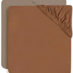 Jollein Lot de 2 draps housses en coton Caramel-Biscuit (60 x 120 cm)