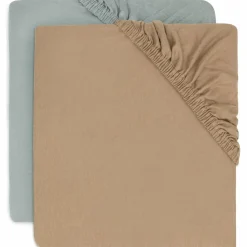 Jollein Lot de 2 draps housses en jersey Sea Green-Biscuit (70 x 140 cm)