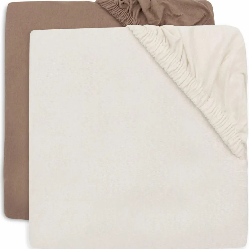 New Lot de 2 draps housses en jersey Milky Coffee-Ivory (70 x 140 cm) Drap Housse Bébé