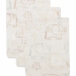 Jollein Lot de 3 gants de toilette en gaze de coton Elephant Tales