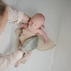 Mushie Lot de 2 gants de toilette en coton bio Sea Mist