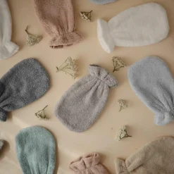 Mushie Lot de 2 gants de toilette en coton bio Sea Mist