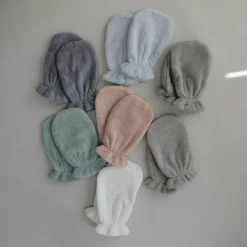 Mushie Lot de 2 gants de toilette en coton bio Sea Mist