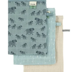 Trixie Lot de 3 gants de toilette en mousseline Enchanting Elephant