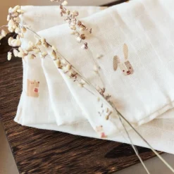 New Lot de 3 gants de toilette en gaze de coton Animal Friends Gant De Toilette