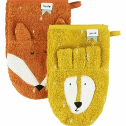 Trixie Lot de 2 gants de toilette Mr. Lion et Mr. Fox