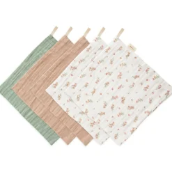 Mushie Lot de 5 gants de toilette Pink Flowers