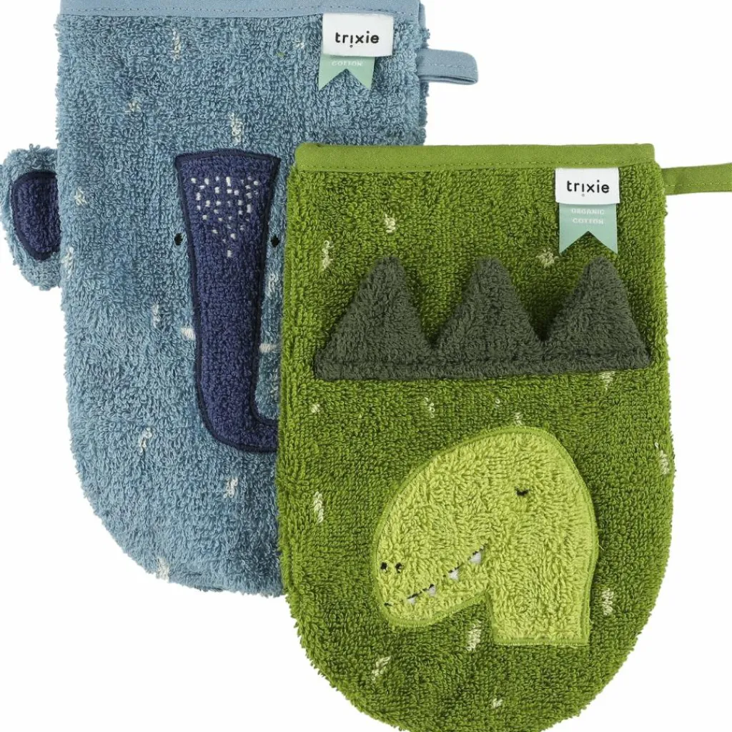 Lot de 2 gants de toilette Mr. Dino et Mrs. Elephant Gant De Toilette