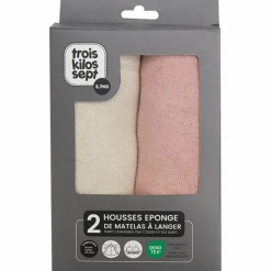 Best Lot de 2 housses de matelas à langer Ecru-Rose poudre (70 x 50 cm) Housse De Matelas À Langer
