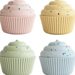 Mushie Lot de 4 jouets de bain Cupcake Mix and Max