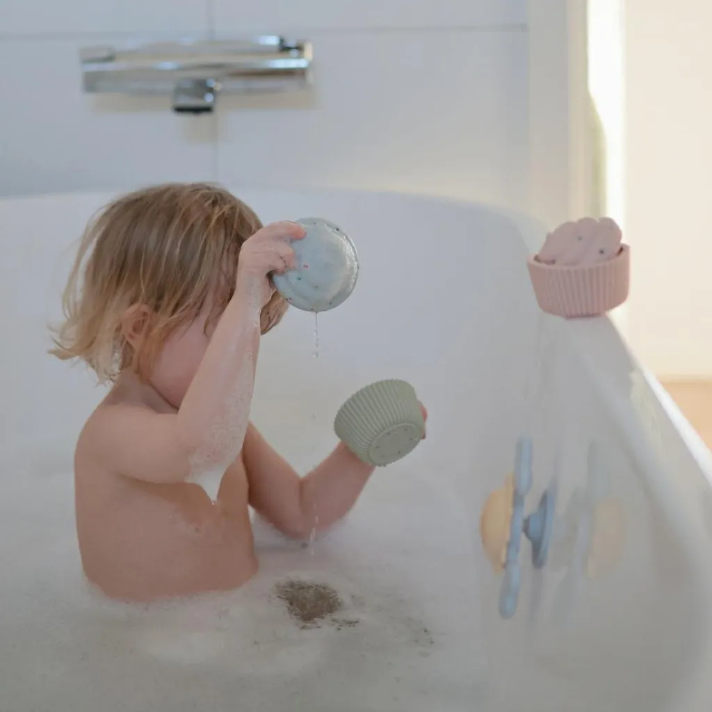 Mushie Lot de 4 jouets de bain Cupcake Mix and Max