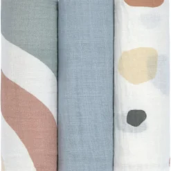 Online Lot de 3 langes Arc-en-ciel bleu poudré (85 x 85 cm) Lange