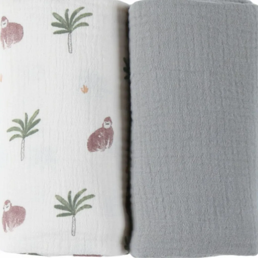 Lot de 2 langes Cute gorilla (70 x 70 cm) Lange