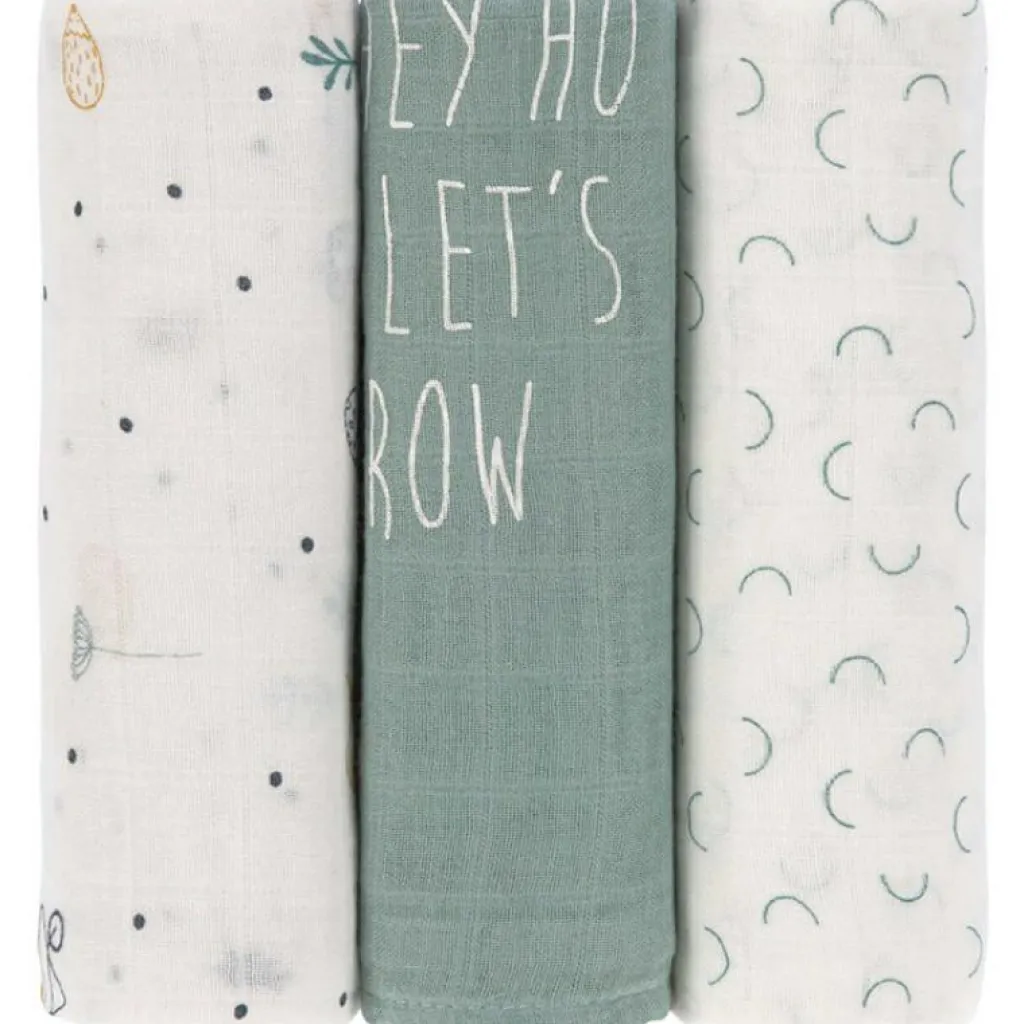 Lot de 3 langes en bambou vert d'eau Garden Explorer (80 x 80 cm) Lange