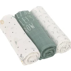 Lot de 3 langes en bambou vert d'eau Garden Explorer (80 x 80 cm) Lange