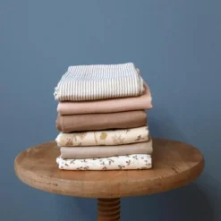 Clearance Lot de 3 langes en coton bio Mix Classic Stripes Camel (70 x 70 cm) Lange