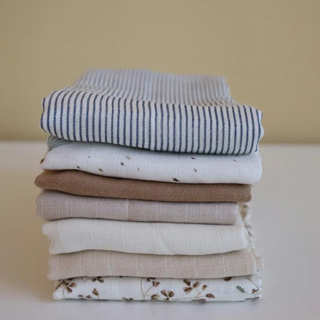 Cam Cam Copenhagen Lot de 3 langes en coton bio Classic Stripes Blue (70 x 70 cm)