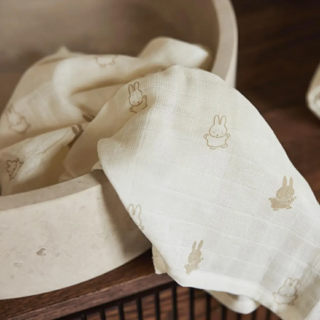 Jollein Lot de 2 langes en coton Happy Miffy Nougat (115 x 115 cm)