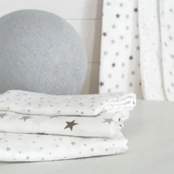 Trois Kilos Sept Lot de 6 langes en coton étoile (70 x 70 cm)