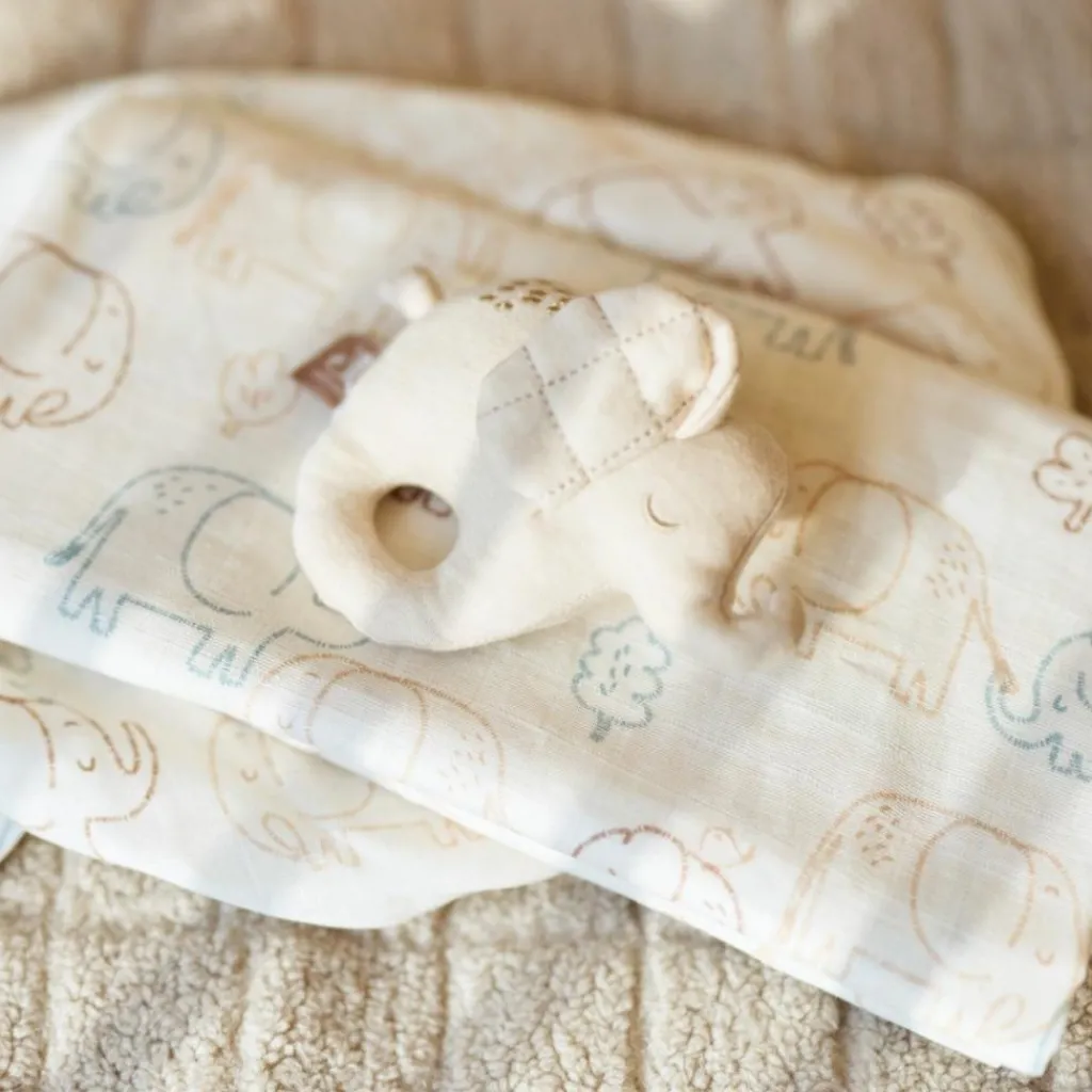 Jollein Lot de 3 langes en gaze de coton Elephant Tales (70 x 70 cm)