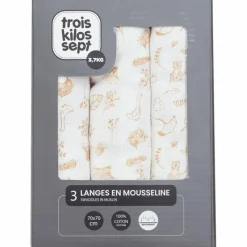 Best Lot de 3 langes en mousseline Wonderfull (70 x 70 cm) Lange