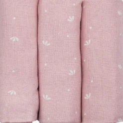 Outlet Lot de 3 langes en mousseline Pétales de Roses (70 x 70 cm) Lange