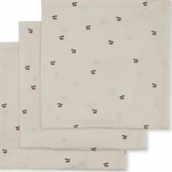 Konges Slojd Lot de 3 langes en mousseline Cherry Blush (65 x 65 cm)