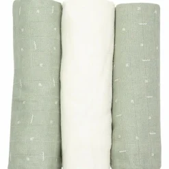 Online Lot de 3 langes en mousseline Grafic Olive (70 x 70 cm) Lange