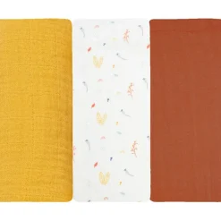 Trois Kilos Sept Lot de 3 langes en mousseline Cache-cache en forêt (70 x 70 cm)