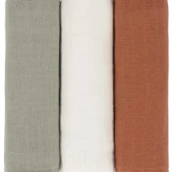 Best Lot de 3 langes en mousseline Cozy Home Rouille, vert et blanc (85 x 85 cm) Lange