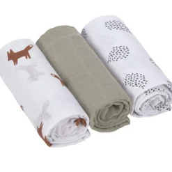 Lot de 3 langes en mousseline Little Forest Renard (60 x 60 cm) Lange