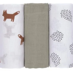Lot de 3 langes en mousseline Little Forest Renard (60 x 60 cm) Lange