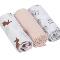Sale Lot de 3 langes en mousseline Little Forest Lapin (60 x 60 cm) Lange