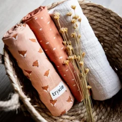 Trixie Lot de 3 langes en mousseline Fierce Fox (55 x 55 cm)