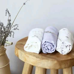 Trois Kilos Sept Lot de 3 langes en mousseline de coton Lavandoux (70 x 70 cm)