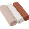 Lot de 3 langes en mousseline Cozy Home Rose, blanc et rouille (85 x 85 cm) Lange