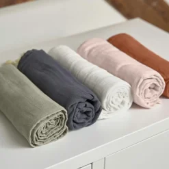 Lot de 3 langes en mousseline Cozy Home Rose, blanc et rouille (85 x 85 cm) Lange