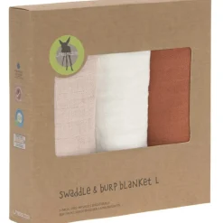 Lot de 3 langes en mousseline Cozy Home Rose, blanc et rouille (85 x 85 cm) Lange