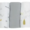 Trois Kilos Sept Lot de 3 langes en mousseline de coton I love you (70 x 70 cm)
